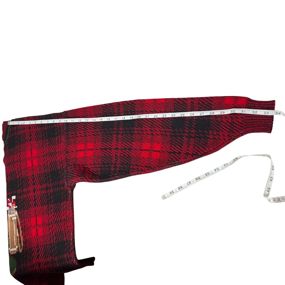 Crossings Christmas Men's Plaid Golf Fair‎ SweaterXLRed Black Green Knit Crew - Picture 6 of 9